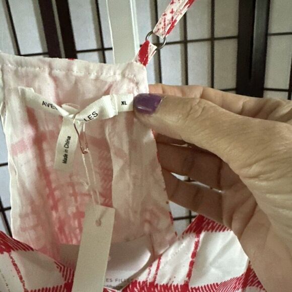 Avec Les Filles | Plaid Windowpane Grid Check Mini Dress White Red  S  CP - Picture 5 of 6